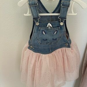 OshKosh B'gosh Blue and Pink Tulle Overalls